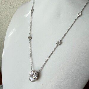 NIB Radiance by Absolute Sterling Silver Large Oval Drop CZ Station Necklace
